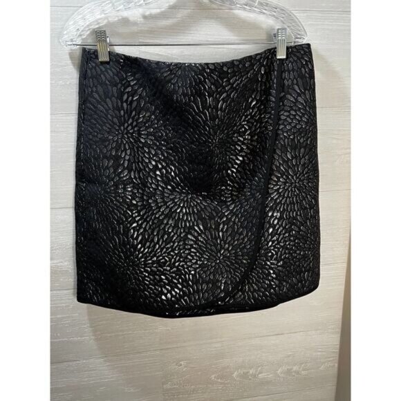 Loft‎ Petite Shimmer Splash Wrap Skirt in Black Size 14 - Picture 2 of 5